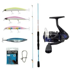 YekOutdoor Okuma Spin Olta Seti Okuma Fuel Spin 2,74 cm 7-30 gr 2 Parça Spin Kamışı&Okuma Fin Chaser X FNX-40BL Blue 1BB Olta Makinesi