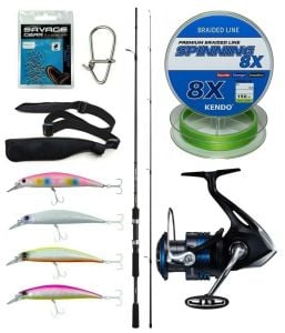Yek Outdoor Spin Olta Seti Shimano Kamış FX XT Spinning Moderate Fast 2,10m 14-40g 2pc&Shimano Makina Nexave 4000 FI