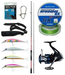 Yek Outdoor Spin Olta Seti Shimano Kamış Sienna Spinning EVA 2,69m 10-35g 2pc&Shimano Makina Nexave 4000 FI