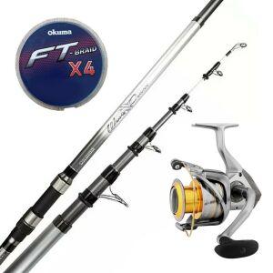 YekOutdoor Profesyonel Surf Olta Seti Okuma Wave Power Tele Surf 3.90 cm 100-200 gr 5 Parça Surf Kamışı&Okuma Avenger Av-6000 6+1BB Olta Makinesi