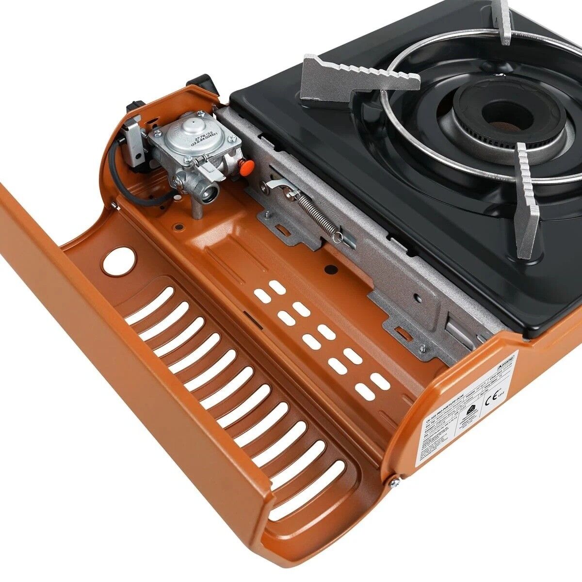 Orcamp Tekli Portatif Ocak Gaz Stop Emniyetli / Turuncu + 6 Adet Kartuş Seti