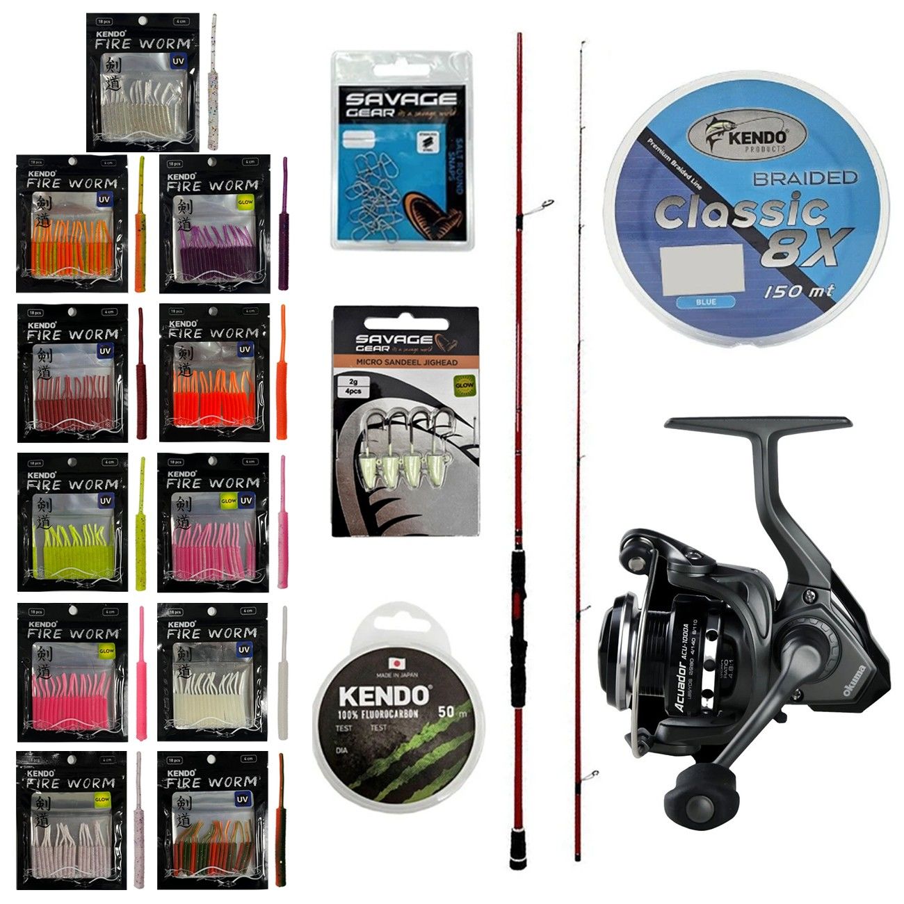 YekOutdoor FireWorm LRF Seti Okuma Red Spin 7'6'' 228 cm 3-15 gr 2 Parça&Okuma Acuador ACU-1000A 3+1BB Olta Makinesi