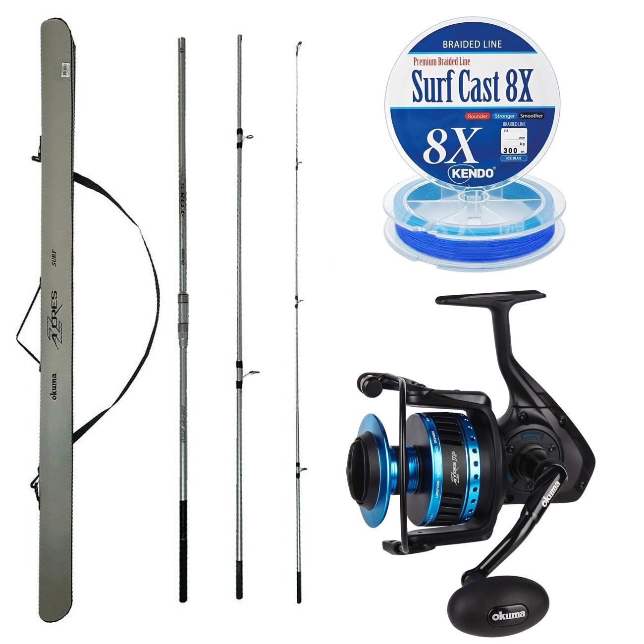 YekOutdoor Profesyonel Olta Seti Okuma Azores Surf 430cm 3 parça Surf Kamışı&Okuma Azores ZXP-8000 (Low Speed ) 6+1 bb Olta Makinesi