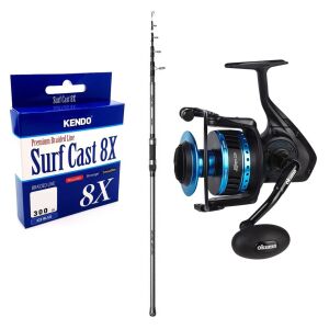 YekOutdoor Profesyonel Olta Seti Okuma Alaris Tele Surf 420 cm 100-200 gr Surf Kamışı&Okuma Azores ZXP-6000 6+1 bb Olta Makinesi