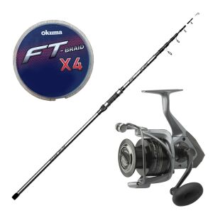 YekOutdoor Surf Oltası Seti Okuma Alaris Tele Surf 420 cm 100-200 gr Surf Kamışı&Okuma Tomcat TMC-8000 (4.8:1) 6+1bb Olta Makinesi
