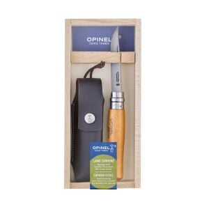 Opinel N°8 Deri Kılıflı Karbon/Çelik Çakı (Özel Kutulu)