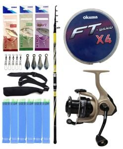 Yek Outdoor Hazır Surf Olta Seti Kendo Spigola Surf 390cm 100-200 gr Kamış&Okuma Outrax OR-6000SGA 1+1BB Olta Makinesi