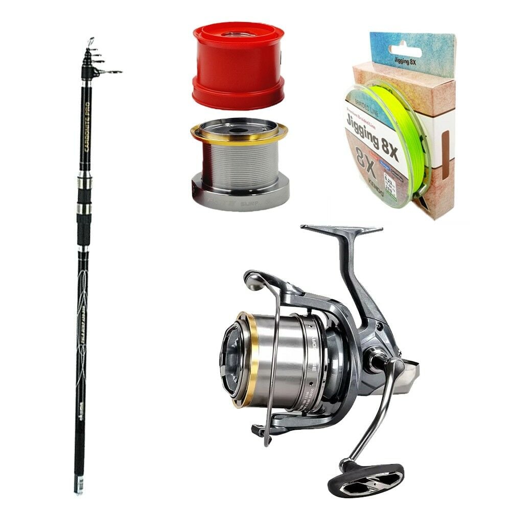 YekOutdoor Yüksek Performans Okuma Olta Seti Okuma Carbonite Pro Tele Surf 420 cm Surf Kamışı&Okuma Flite Surf FLS35-1500AY Gunsmoke 9+1BB Olta Makinesi