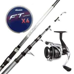 Yek Outdoor Hazır Olta Seti Okuma Wave Power Tele Surf 4.20 cm 100-200 gr 5 Parça Surf Kamışı&Okuma Safina SN-6000 1+1 bb Olta Makinesi