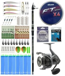 YekOutdoor Surf Olta Seti Okuma Carbonite Pro Tele Surf 420 cm Surf Kamışı&Okuma Tomcat TMC-8000 Olta Makinesi