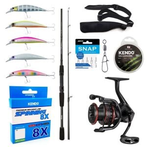 YekOutdoor Okuma Profesyonel Spin Seti Okuma Wave Power 8'0 2.44 cm 15-40 gr 2 Parça Spin Kamışı&Okuma Ceymar HD CHD-3000A Matt Black 7+1BB Olta Makinesi