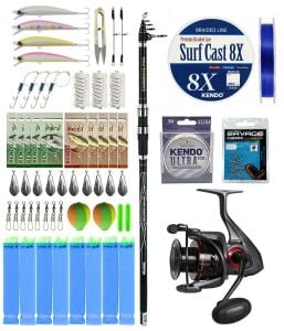 YekOutdoor Surf Olta Seti Okuma Carbonite Pro Tele Surf 420 cm Surf Kamışı&Okuma Ceymar C-8000A Olta Makinesi