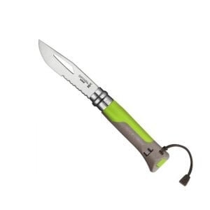 Opinel N°8 Düdüklü Polimer Sap Tırtıklı Inox/Çelik Yeşil Çakı