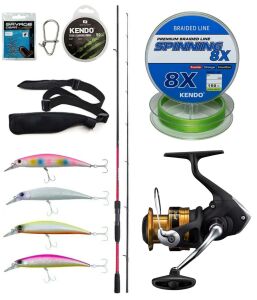 Yek Outdoor Spin Olta Seti Shimano Kamış Sienna Spinning EVA 2,41m 10-35g 2pc&Shimano Makina FX 2500 FC HG