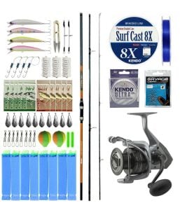 YekOutdoor Surf Olta Seti Okuma Salina Surf 420 cm 3 Parça Surf Kamışı&Okuma Tomcat TMC-8000 Olta Makinesi