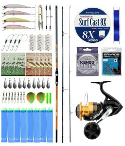 YekOutdoor Profesyonel Olta Seti Okuma Salina Surf 420 cm 3 Parça Surf Kamışı&Shimano Makina Socorro 8000 SW
