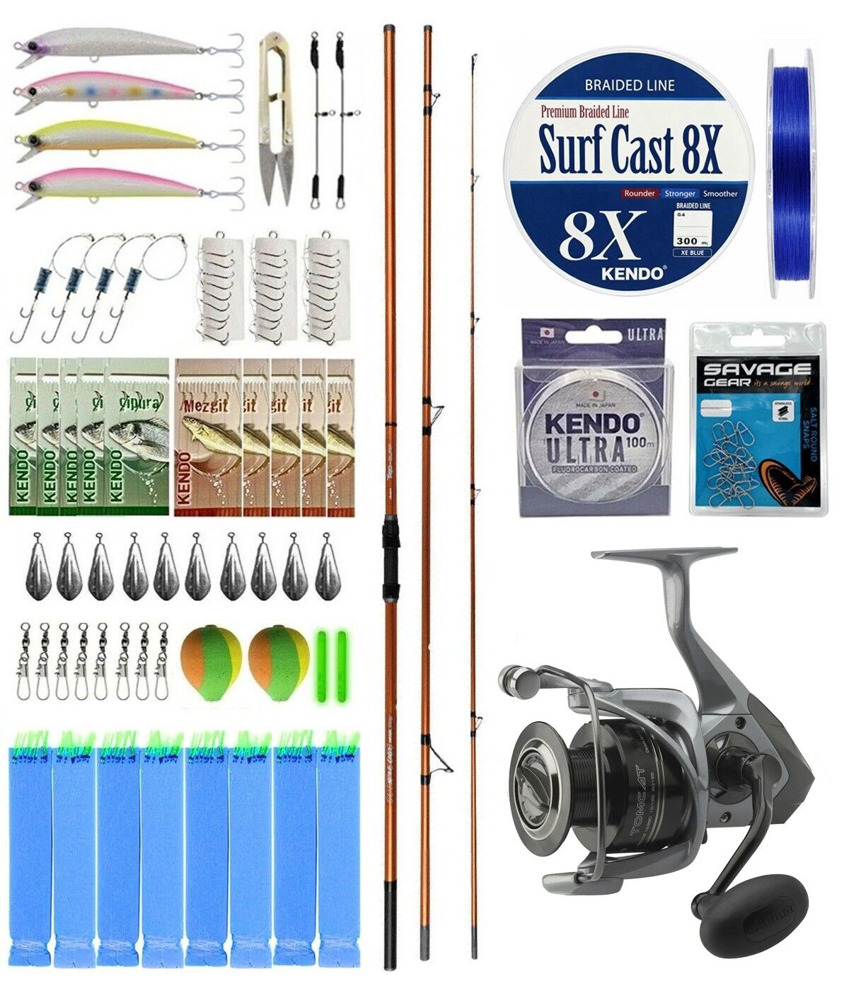 YekOutdoor Pro Olta Seti Okuma Trio Rex Surf 450cm 120-250gr 3 Parça Surf Kamışı&Okuma Tomcat 8000 Olta Makinesi