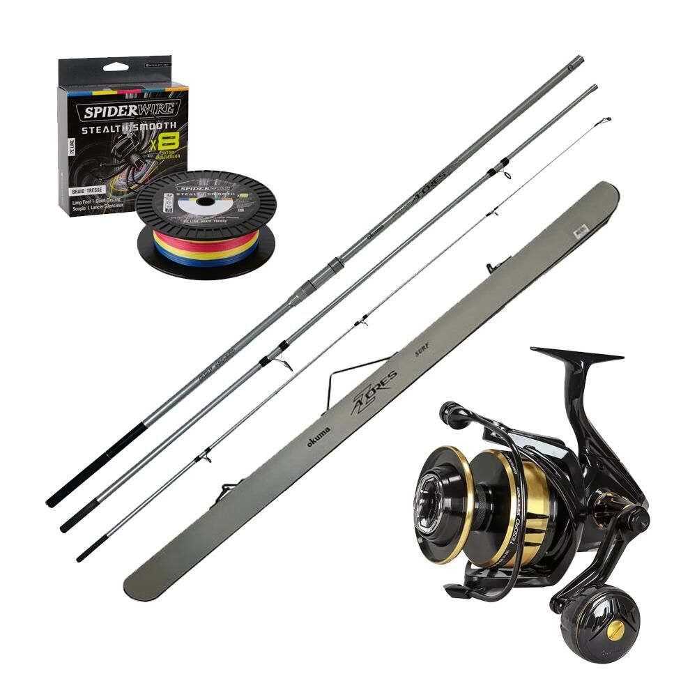 YekOutdoor Okuma Üst Düzey Kamış Seti Okuma Azores Surf 430cm 3 parça Surf Kamışı&Okuma Tesoro TSR-10000PA 12+1BB Olta Makinesi