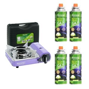 Orcamp Mini Çantalı Kamp Ocağı Mor 4 Kartuşlu Set