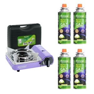 Orcamp Mini Çantalı Kamp Ocağı Mor 4 Kartuşlu Set