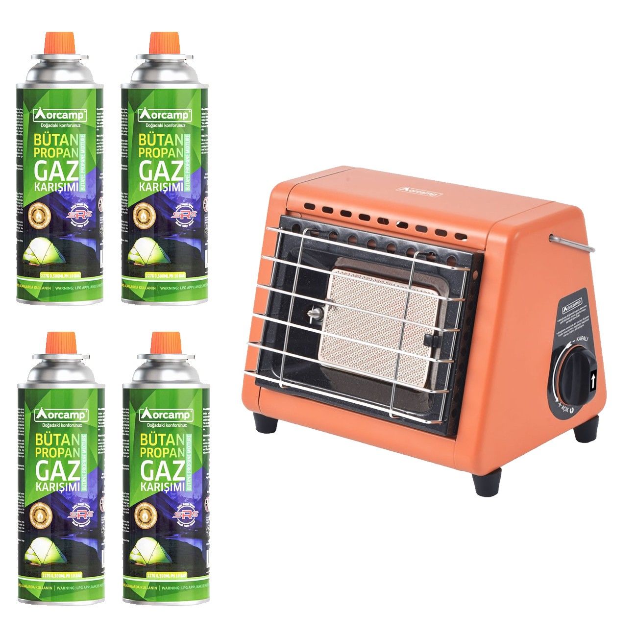 Orcamp Hota Portatif Soba Turuncu 4 Kartuşlu Set