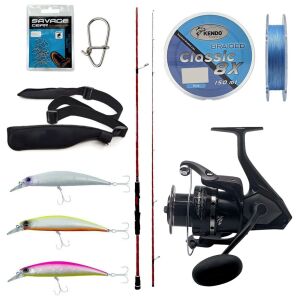 Yek Outdoor Spin Olta Seti Okuma Red Spin 8'0'' 243 cm 7-28 gr 2 Parça&Okuma Wave Power WP-4000A1 Olta Makinesi