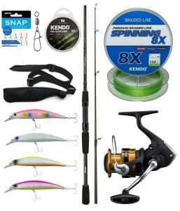 Yek Outdoor Spin Olta Seti Okuma Wave Power 2.44 cm 15-40 gr 2 Parça Spin Kamışı&Shimano Makina FX 4000 FC