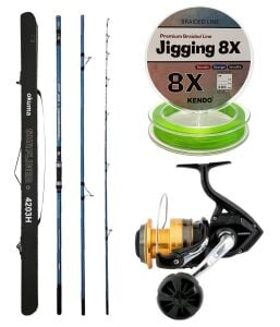 YekOutdoor Profesyonel Olta Seti Okuma Surfliner+ Surf 420cm 3 Parça Olta Kamışı&Shimano Makina Socorro 10000 SW