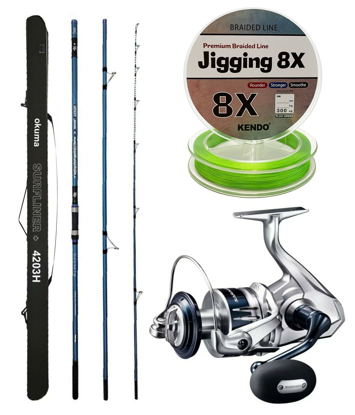 YekOutdoor Profesyonel Olta Seti Okuma Surfliner+ Surf 420cm 3 Parça Olta Kamışı&Shimano Makina Saragosa 8000 SW A HG
