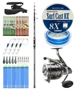 YekOutdoor Profesyonel Olta Seti Okuma Alaris Tele Surf 420 cm 100-200 gr Surf Kamışı&Okuma SURF-8K Olta Makinesi