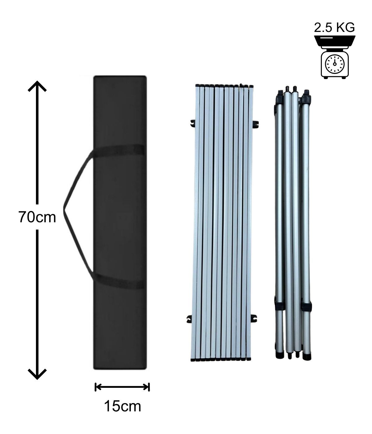 Yek Outdoor Portatif Alüminyum Katlanır Kare Kamp Masası 70x70x70 Siyah