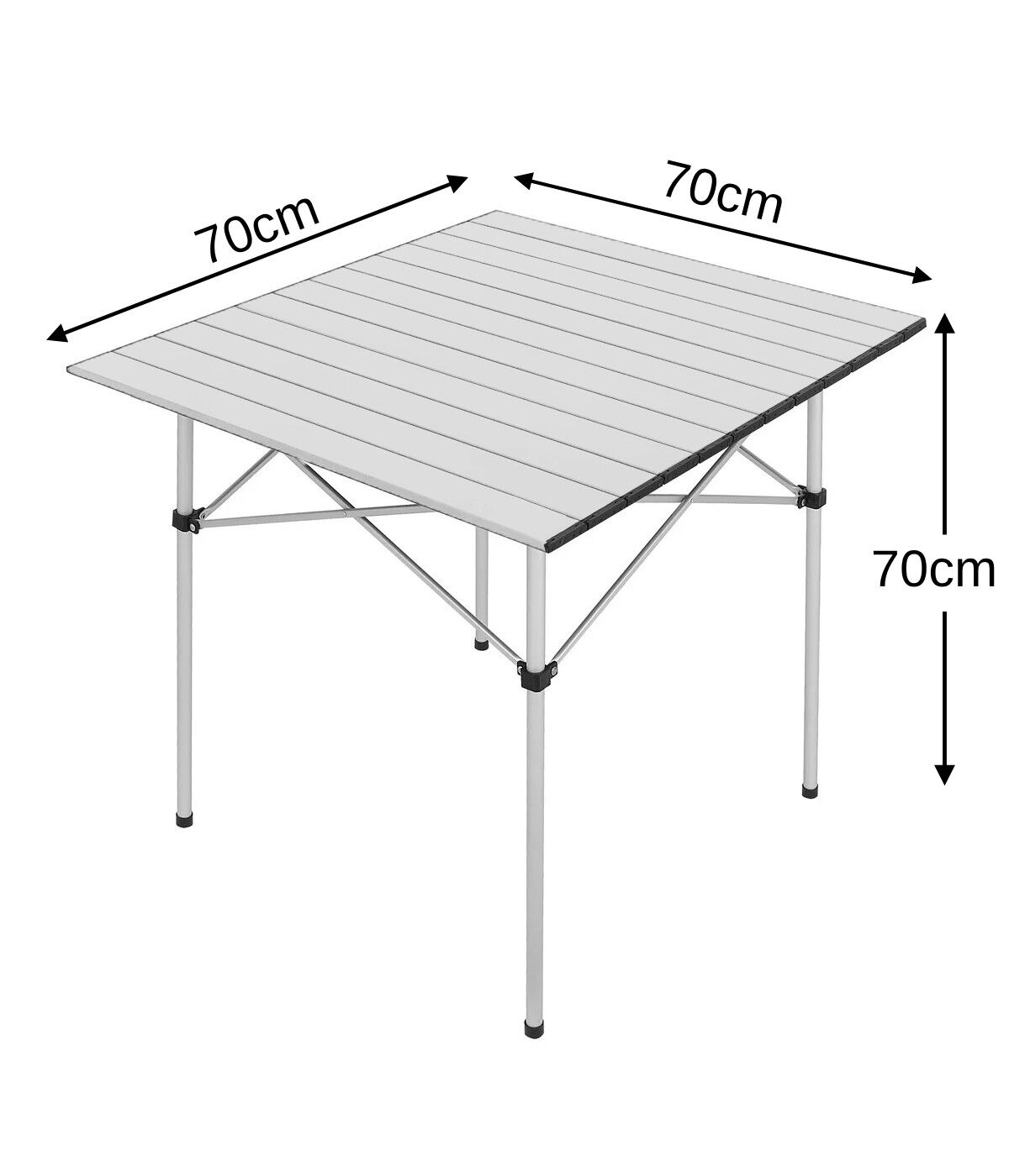 Yek Outdoor Portatif Alüminyum Katlanır Kare Kamp Masası 70x70x70 Gri