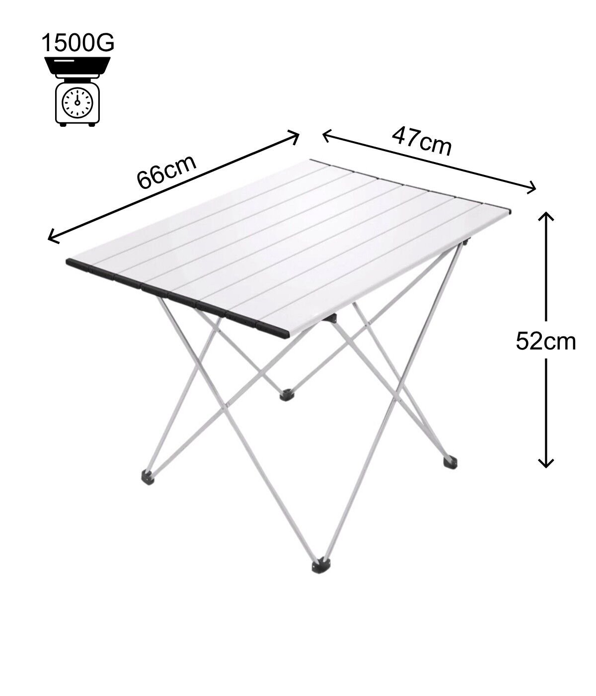 Yek Outdoor Portatif Alüminyum Katlanır Eko Kamp Masası Büyük  66x47x52cm Gri