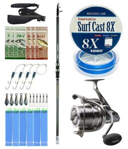 YekOutdoor Profesyonel Olta Seti Okuma Revenger Tele Surf 420 cm Surf Kamışı&Okuma SURF-8K Olta Makinesi