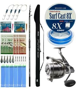 YekOutdoor Profesyonel Olta Seti Okuma Flite Tele Surf 420cm 100-200gr Olta Kamışı&Okuma SURF-8K Olta Makinesi