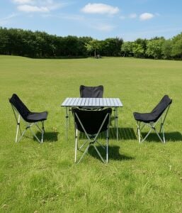 Yek Outdoor 4 Kişilik Alüminyum Kamp Masa Sandalye Seti - Gri