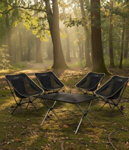 Yek Outdoor 4 Kişilik Kamp Masası ve Sandalye Seti - Siyah