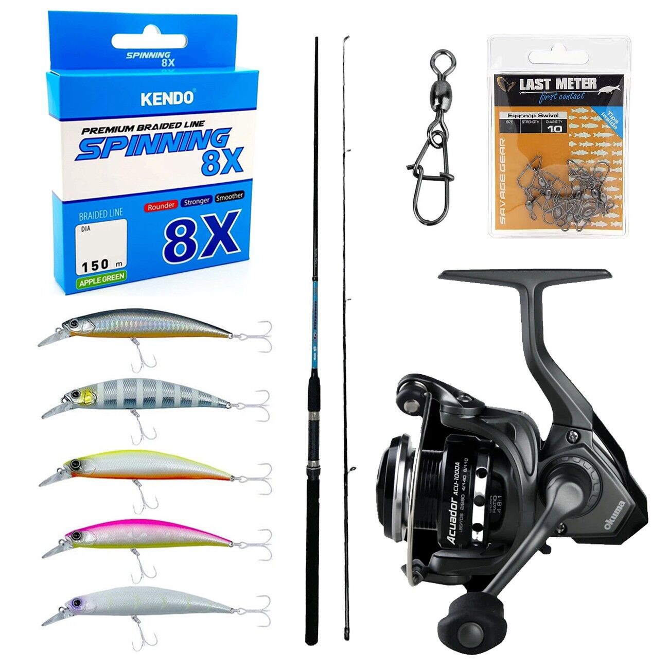 YekOutdoor Okuma Spin Olta Seti Okuma G-Power Spin 8' 240cm 15-40 gr 2 Parça Spin Kamışı&Okuma Acuador ACU-3000A 3+1BB Olta Makinesi