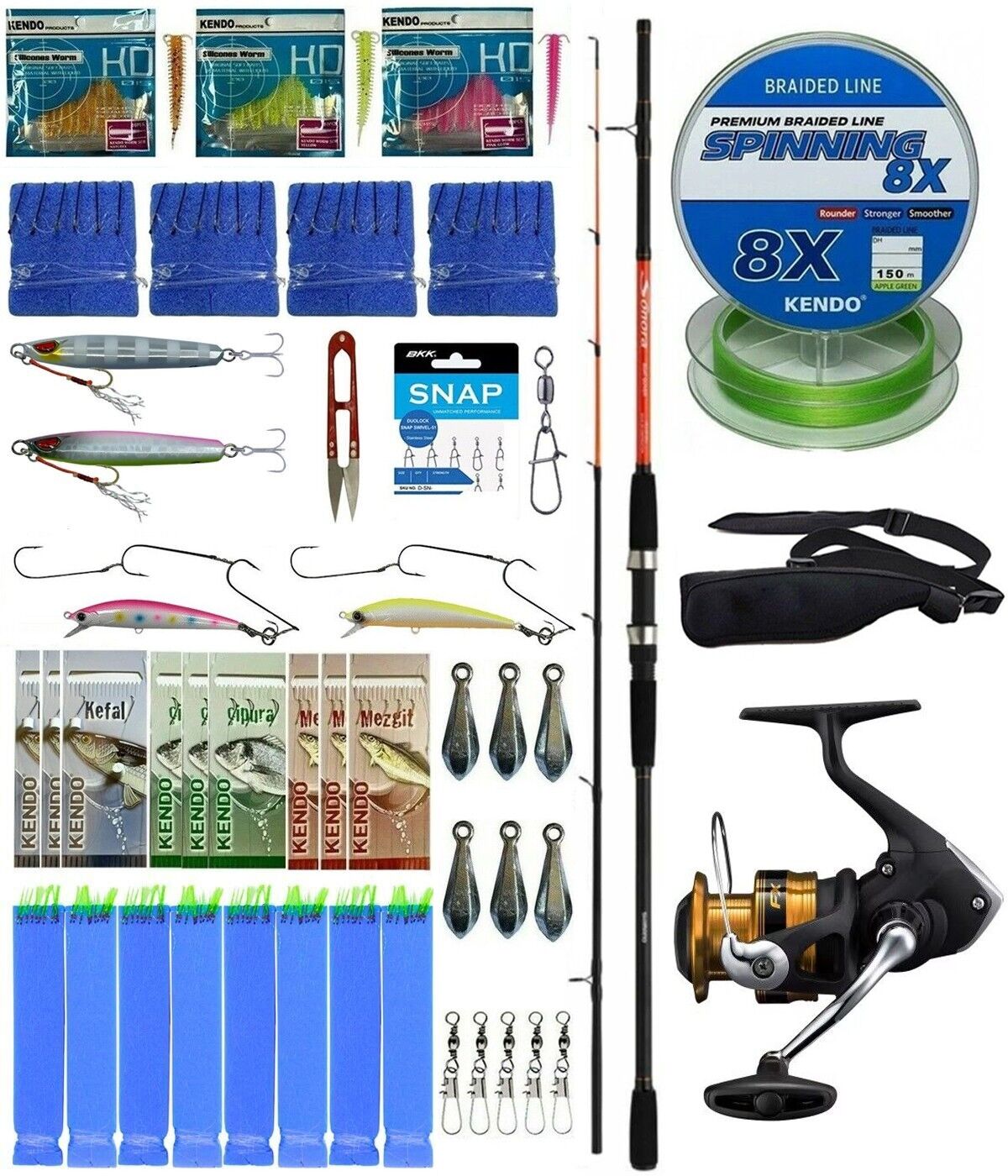 Yek Outdoor Hazır Tekne Oltası Seti Shimano Kamış Sonora Boat Quiver 1,80m 50-150g 2pc&Shimano Makina FX 4000 FC