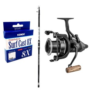 YekOutdoor Okuma Göl Olta Seti Okuma Aria Tele Surf 3,90 cm Surf Kamışı&Okuma LS 8K Baitrunner 5+1 bb Olta Makinesi