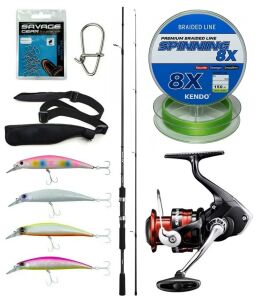 Yek Outdoor Spin Olta Seti Shimano Kamış FX XT Spinning Moderate Fast 2,70m 14-40g 2pc&Shimano Sienna 3000 Fg Spin Makinesi