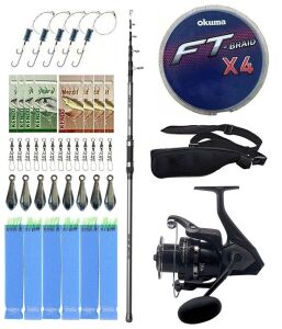 YekOutdoor Olta Seti Okuma Alaris Tele Surf 420 cm 100-200 gr Surf Kamışı&Okuma Wave Power WP-8000A1 Olta Makinesi