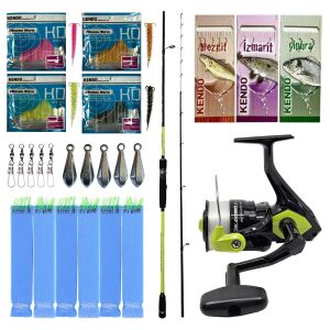 Yek Outdoor Hazır Tekne Oltası Seti Okuma Orata Squid Spin 180cm 100-200gr 2 Parça Tekne Kamışı&Okuma Fin Chaser X FNX-60NG 1BB Olta Makinesi