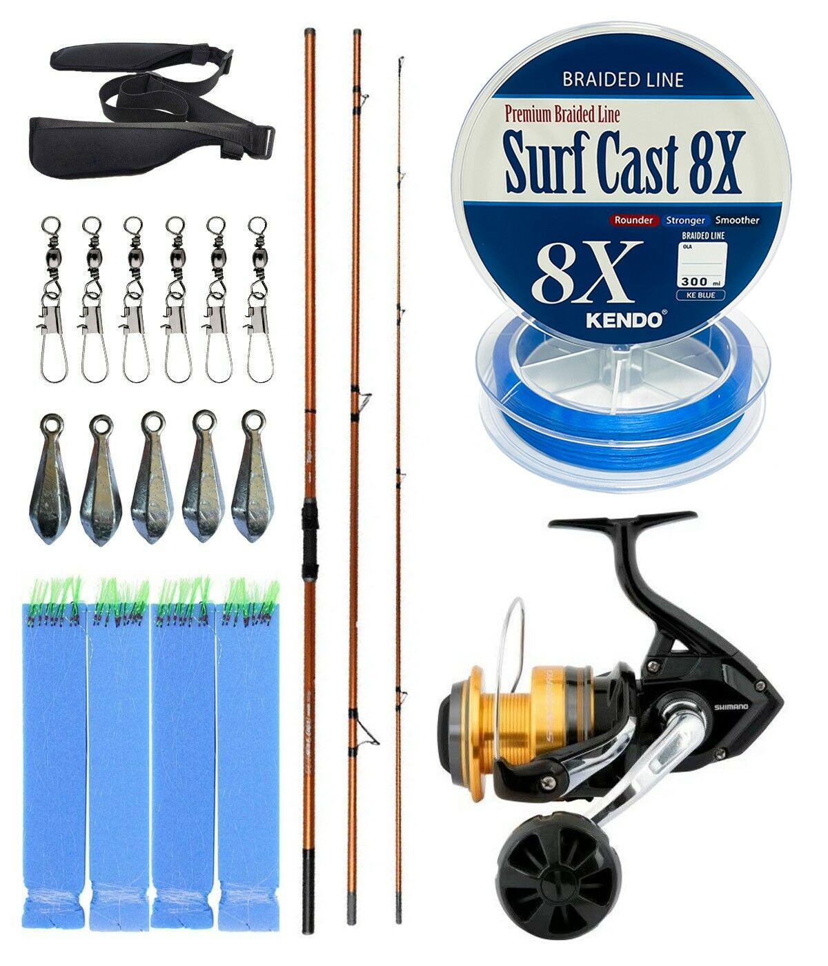 YekOutdoor Profesyonel Olta Seti Okuma Trio Rex Surf 450cm 120-250 gr 3 Parça Surf Kamışı&Shimano Makina Socorro 6000 SW