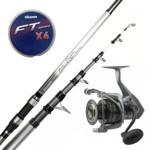 YekOutdoor Hazır Olta Seti Okuma Wave Power Tele Surf 3.90 cm 100-200 gr 5 Parça Surf Kamışı&Okuma Tomcat TMC-8000 (4.8:1) 6+1bb Olta Makinesi