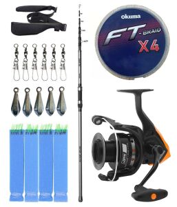 Yek Outdoor Hazır Olta Seti Okuma Alaris Light Tele Surf 420cm 100-250gr Surf Kamışı &Okuma JAW-65 3+1BB Olta Makinesi