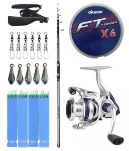 Yek Outdoor Hazır Olta Seti Okuma Alaris Light Tele Surf 420cm 100-250gr Surf Kamışı &Okuma ARIA-6000a Olta Makinesi