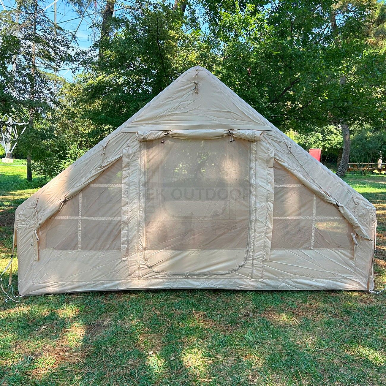 Yek Outdoor 420D Oxford 6 Kişilik 4 Mevsim Soba Çıkışlı Şişme Kamp Çadırı – Pompalı, 210x300x190 cm