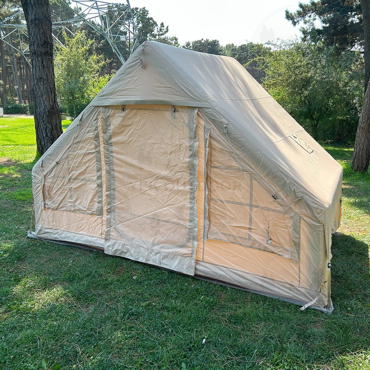 Yek Outdoor 420D Oxford 6 Kişilik 4 Mevsim Soba Çıkışlı Şişme Kamp Çadırı – Pompalı, 210x300x190 cm