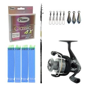 YekOutdoor Surf Olta Seti Kendo Azurro Surf 420cm 250 gr Teleskopik Olta Kamışı&Okuma Revenger RV-55 FD Olta Makinesi